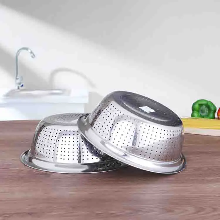High Quality Stainless Steel Colander Kitchenware Washing Sieve Colander Vegetable Fruit Rice Washing Bowl_4
