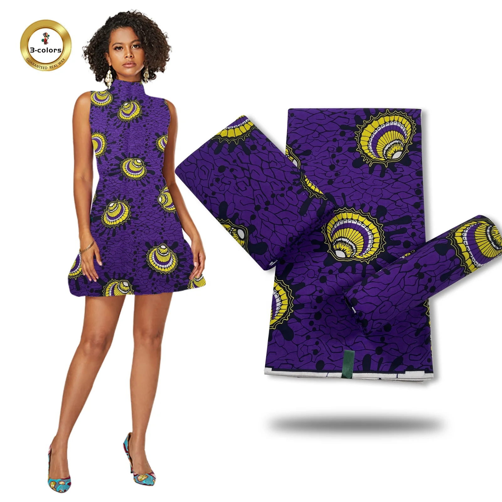 2020 Top Sale African Java Wax Cloth Veritable Polyester Stretch Satin Fabric Printed