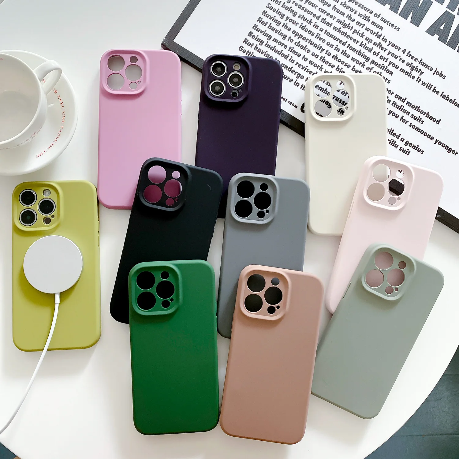 product premium anti fall magnetic liquid silicone case for iphone 17 air magnetic compatible slim protective  shockproof phone case-7