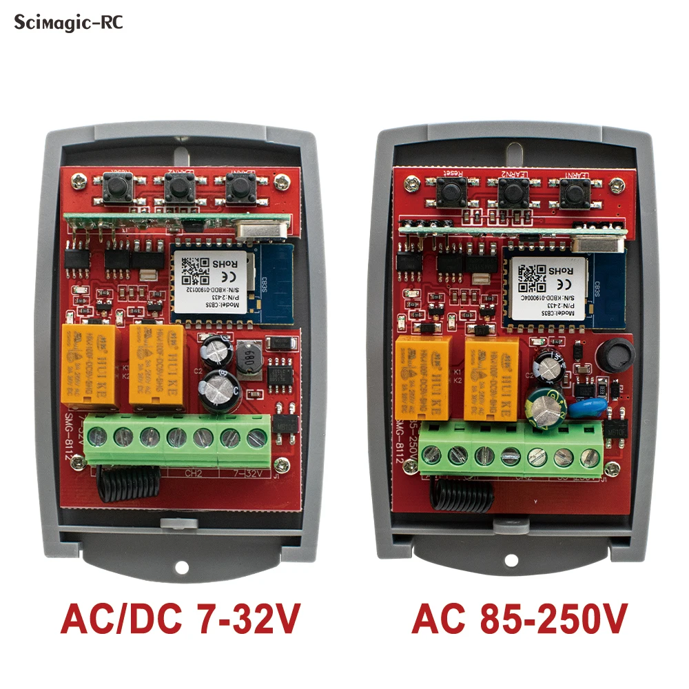 Universal 433MHz Fixed and Rolling Code Learning Remote Receiver WIFI Smart Switch Works with TUYA APP Alexa Google 12V 24V 220V