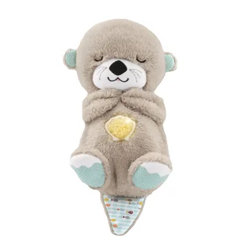 New Breathing Bear Snoring Otter Plush Toy Baby Music Early Education Soothing Sleeping Doll