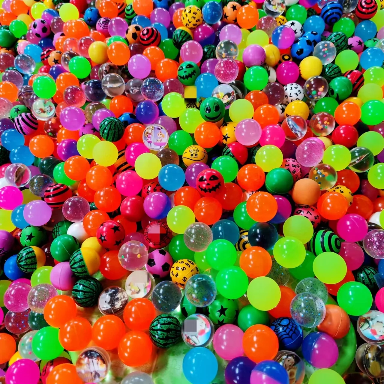 Mixed Stock Mini Bouncy Balls Logo Printing 20mm 27mm 32mm Colorful Plastic Rubber Vending Machine Promotional Toy for Bouncing