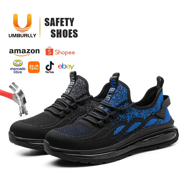 Fashion Sports Lightweight Protective Work Shoes With Steel Toe Man Summer  Safety Shoes with Rubber Outsole