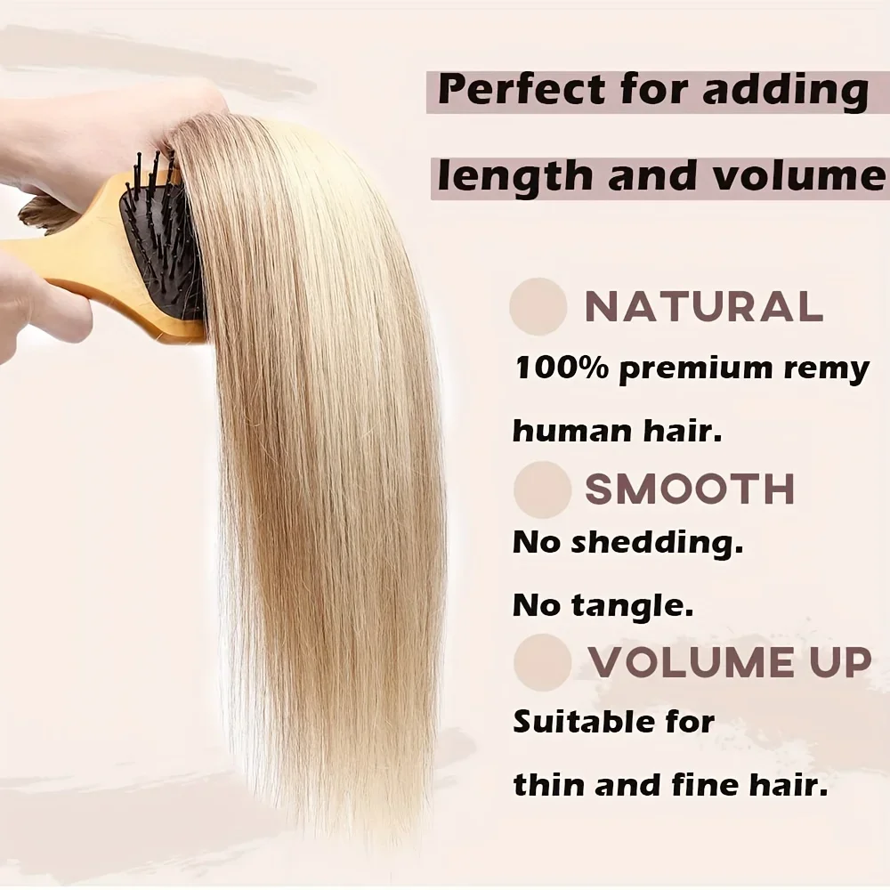 Lot de 8 extensions de cheveux humains Remy doubles raides, brun clair, mélange de blond, tête complète, épaisses, douces et raides_voghion.com