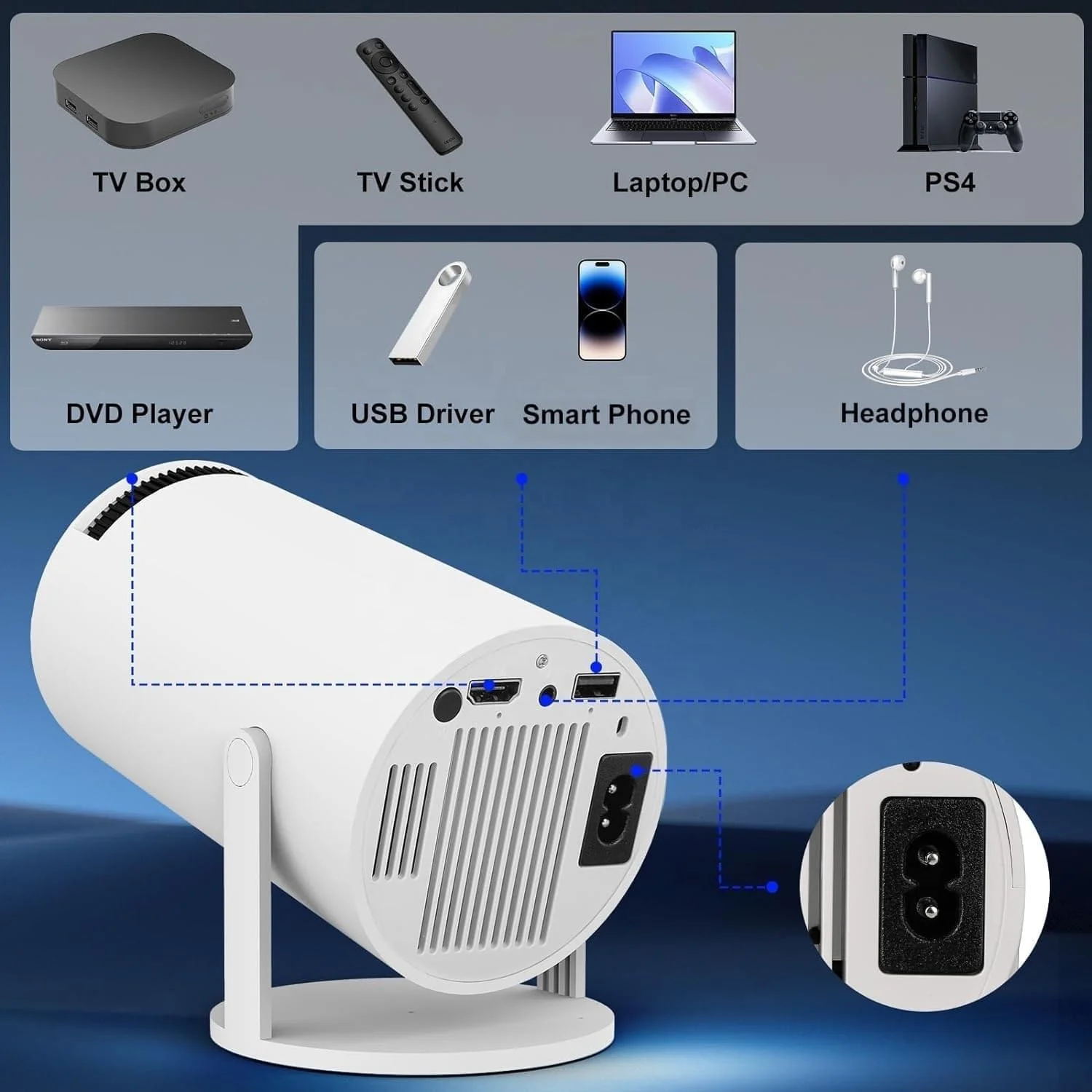 HY300 Pro - Mini Smart Projector with Android 11 System