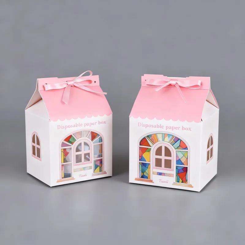 product small food cake bakery box sweet candy biscuit cookies packaging with handle fast food take away takeout box-2