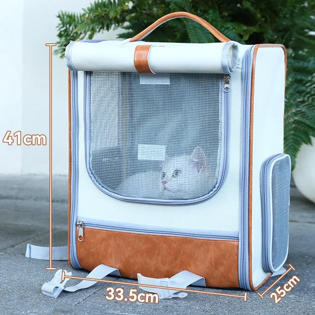 Portable Anti-Stress Cat Backpack Small Animal Outing Shoulder Bag Zipper Closure Solid Pattern Cat Bag School Bag for Cats Dogs
