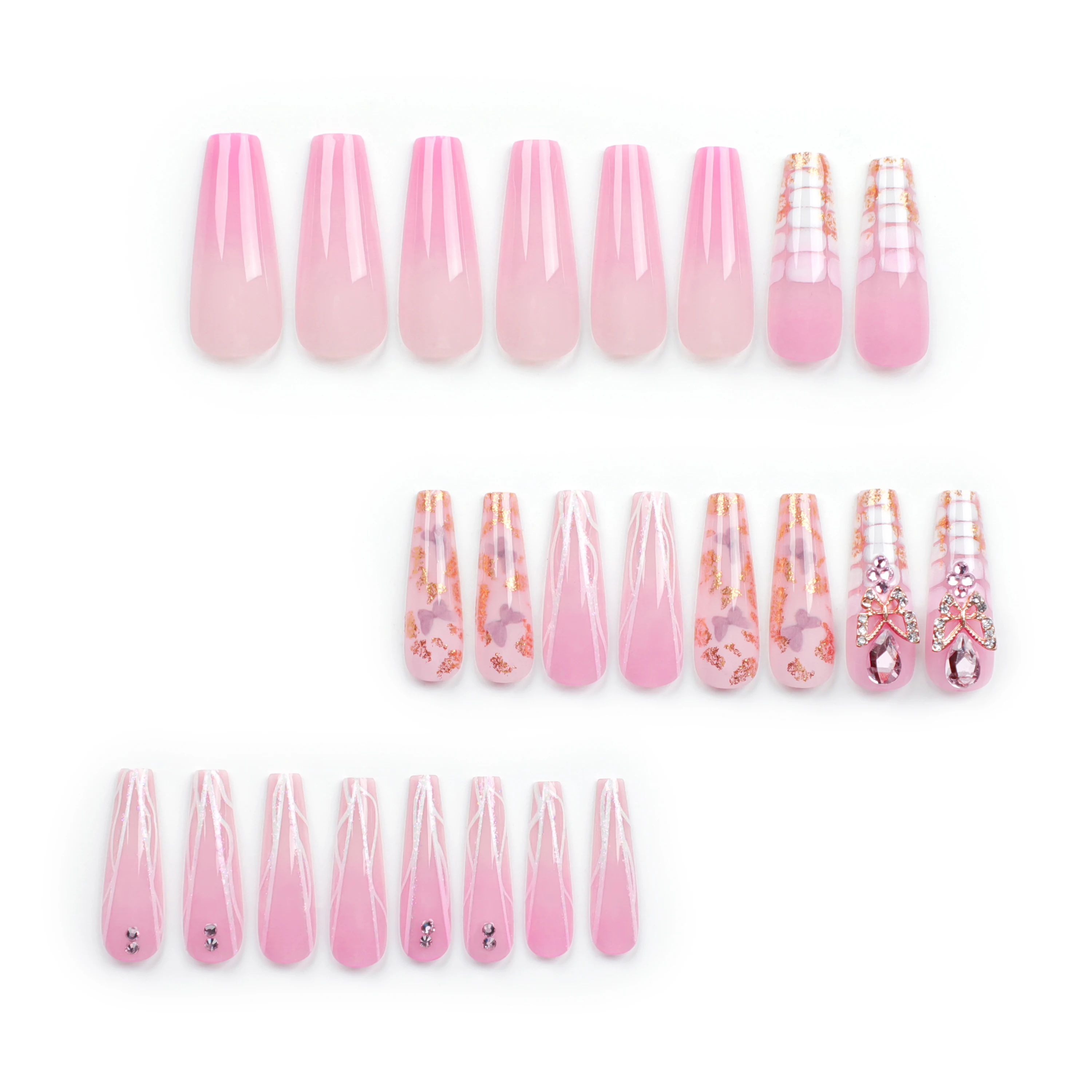 Latest Trendy Press On Nails Long French Coffin Ballerina Fake Nails ...