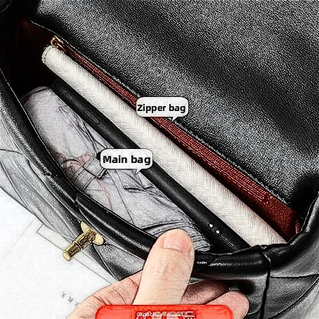 -style Sheepskin Flap Bag Womens Diamond-quilted Chain Bag 2025 New Lock-detail Genuine Leather Handbag Shoulder
