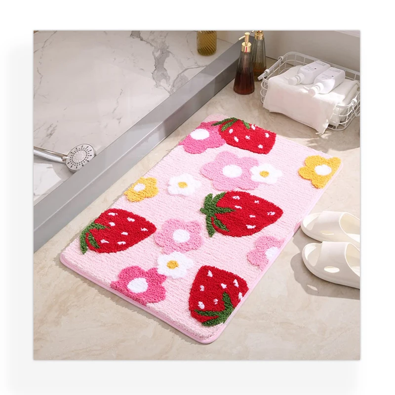 Wholesale Cute bathroom superfiber soft bath mat non-slip plush fluffy bath mat