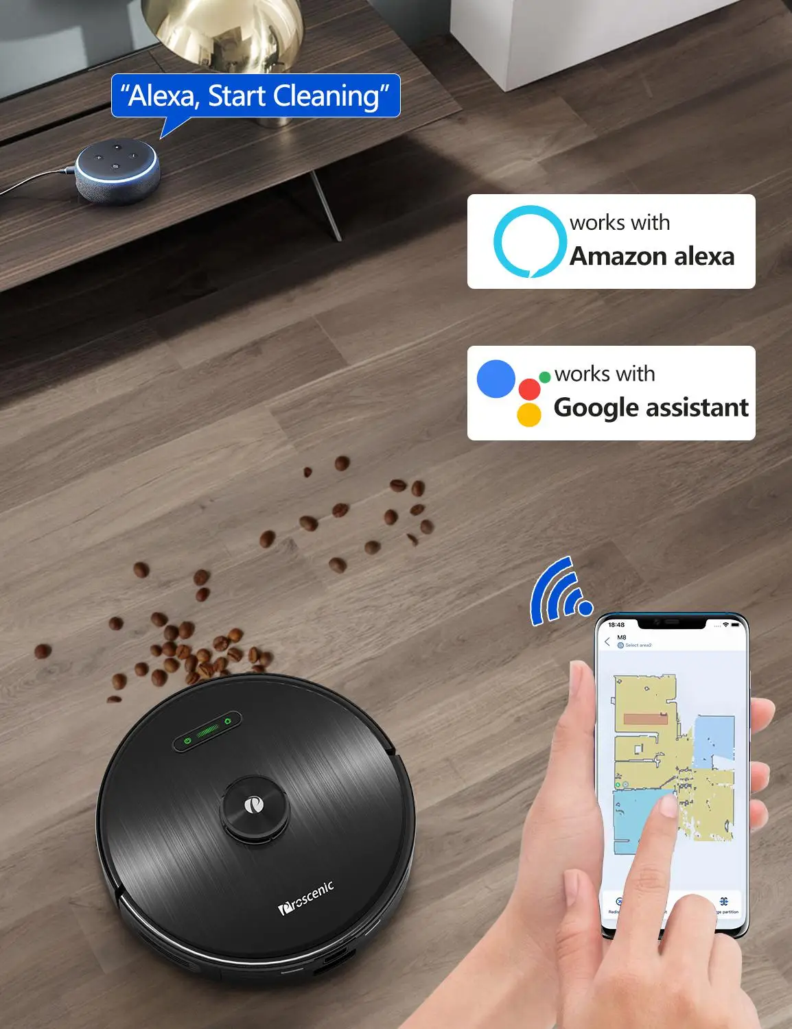 Hot Sale Proscenic M8 Lidar Robot Vacuum Cleaner Laser With Smart Electric Water Tank Wet Dry