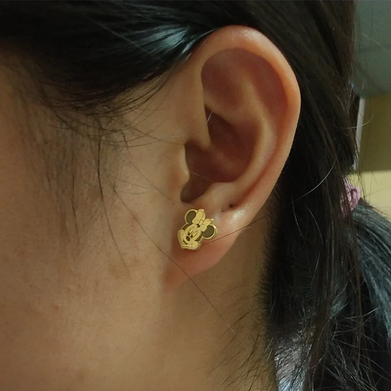 Minnie Mouse Boucles d'oreilles à tige plaquées or Motif nœud
