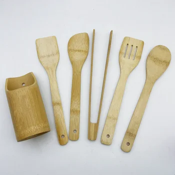 Bamboo kitchen utensils  sets bamboo holder and kitchenware
