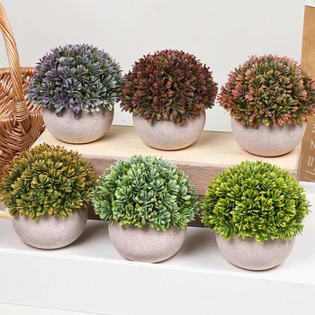 Amazon bonsai Artificial Potted Plants for Indoor Home Desktop Decoration Round Pulp Mini Bonsai
