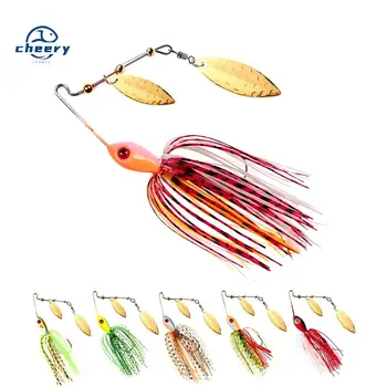 CHEERY 7.5g 22cm Gold Shiner Spinnerbaits Luminous Colorful Skirts Metal Jig Head for Freshwater Saltwater Fishing Rivers Lakes – Metal Jig – view 2