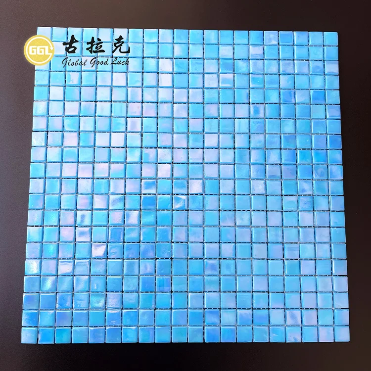 Blue crystal glass mosaic tiles cheap swimming pool tile backsplash manufacture