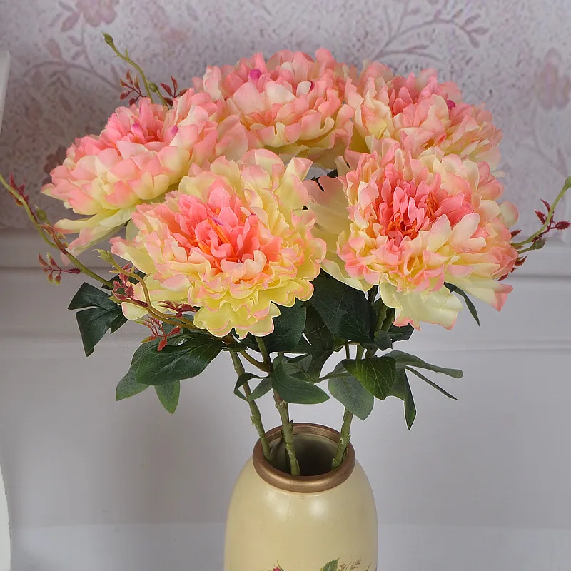 Wholesale Flores Artificiales Al Por Mayor Pink Artificial Peony Flower