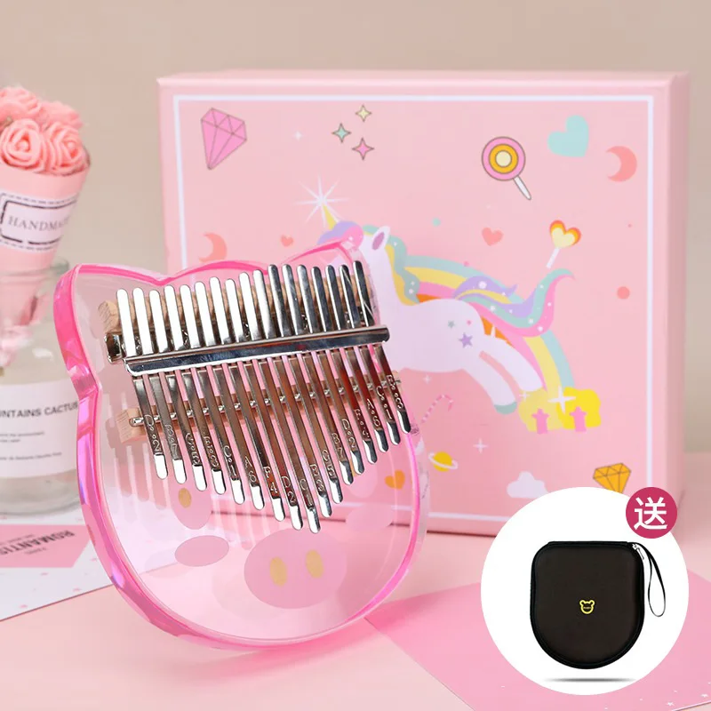 17 Keys 21 Keys Acrylic Kalimba Colorful Bear Heart Shape Glass Kalimba