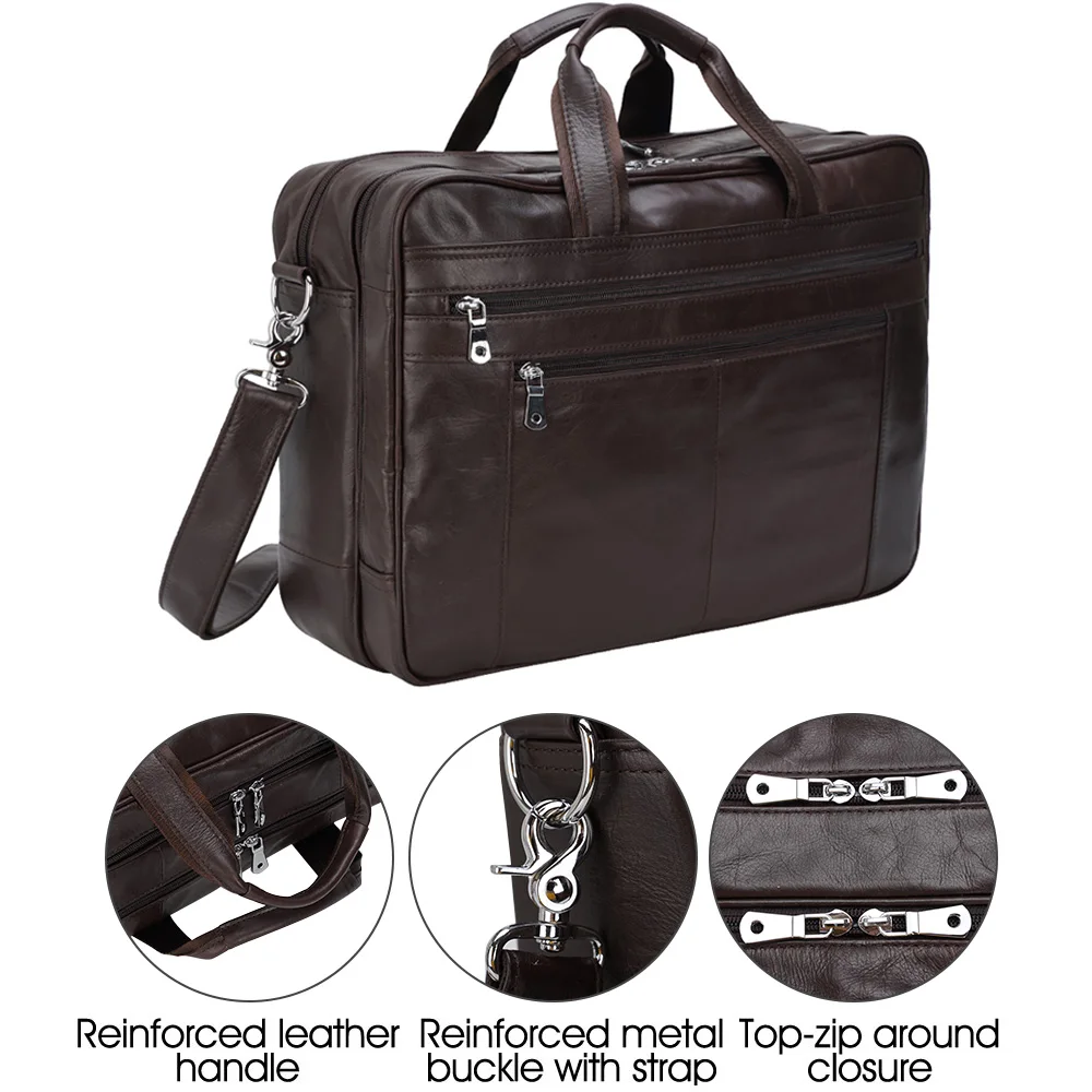 Сумка-портфель TIDING мужская из мягкой натуральной кожи, роскошная вместительная сумочка для ноутбука для офиса и путешествий, портфель из натуральной кожи