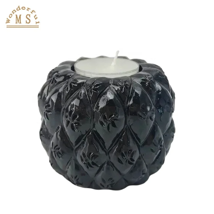 Black Resin Pineapple Figurine Craft Tea Light Holder for Home Decoration and office desktop using book clang as business Gift