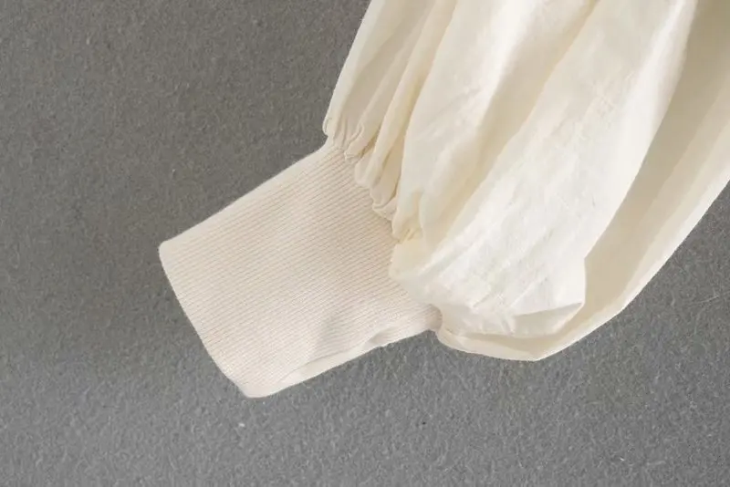 Autumn Essential Basic Loose Short Sweater Strap Lantern Sleeve Slim Stretch Waist Part Touch Elastic Fabric Knitted Wear Casual