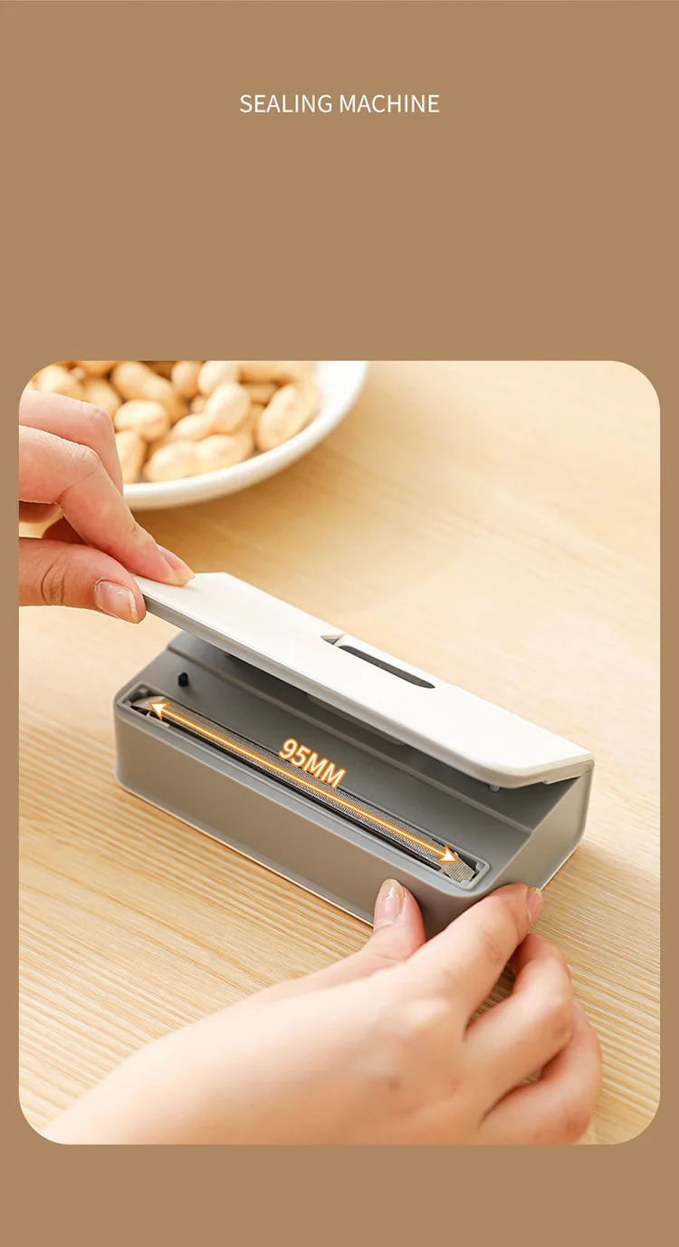 Magnetic Heat Sealer Cutter Rechargeable 2 in 1 Semi-Automatic Mini Plastic Bag Sealer for Household Food Chips Snack