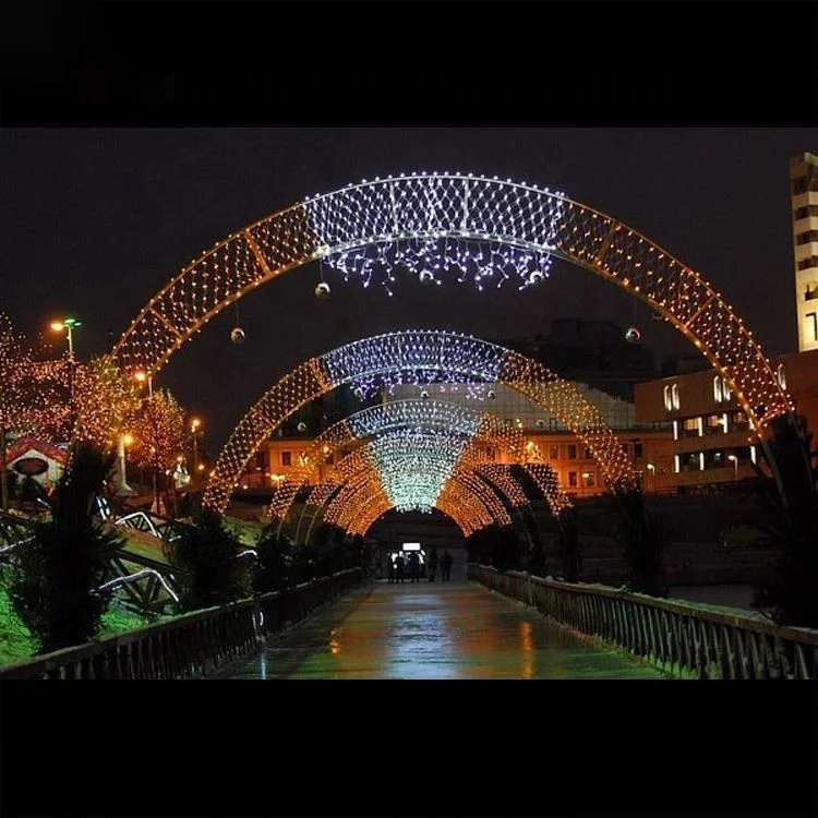 Открытый торговый центр Свадебные украшения мотив Рождество свет светодиодные фонари арки