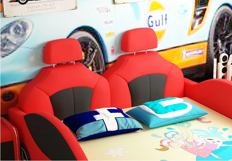 Kids Toddler Bed Race Car Children Bedroom Fun Play Furniture,Leather