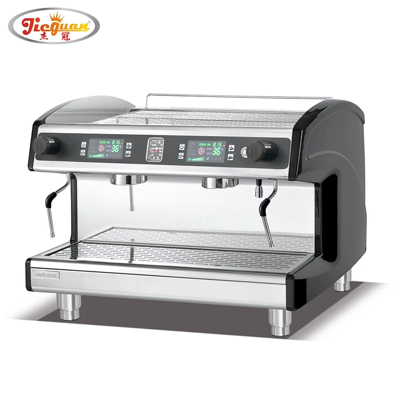 Commercial Intelligent Semi-automatic Italian Expresso Coffee Machine Two Head Display Screen