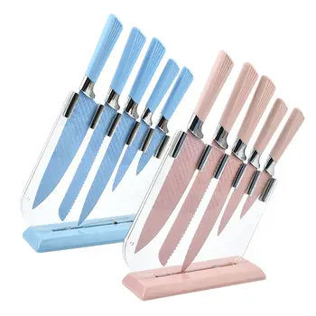 F1-416 Premium Quality Light pink PP knife handle sharpness blade kitchen knife set