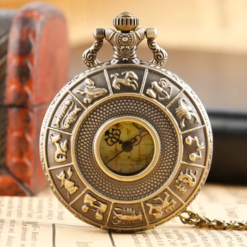 China Manufacturer Bronze Pocket Watches For Men, Zodiac Pocket Watch For Women, Quartz Pocket Watch With Chain
