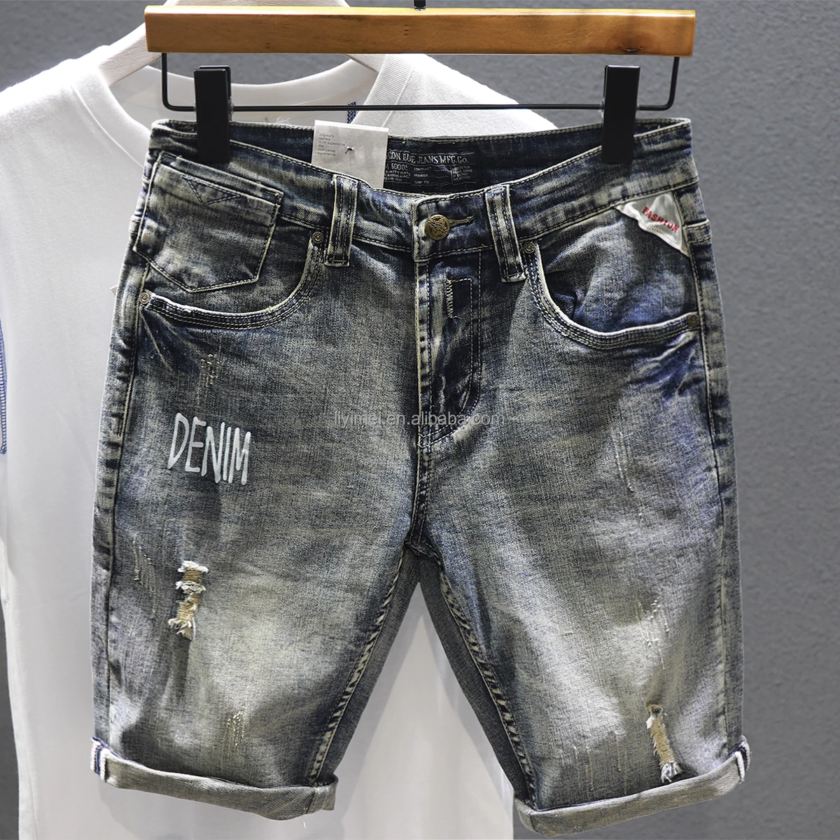 Ms001 Fashion Stacked Casual Pants Mens Jean Shorts Ripped Jeans Shorts ...
