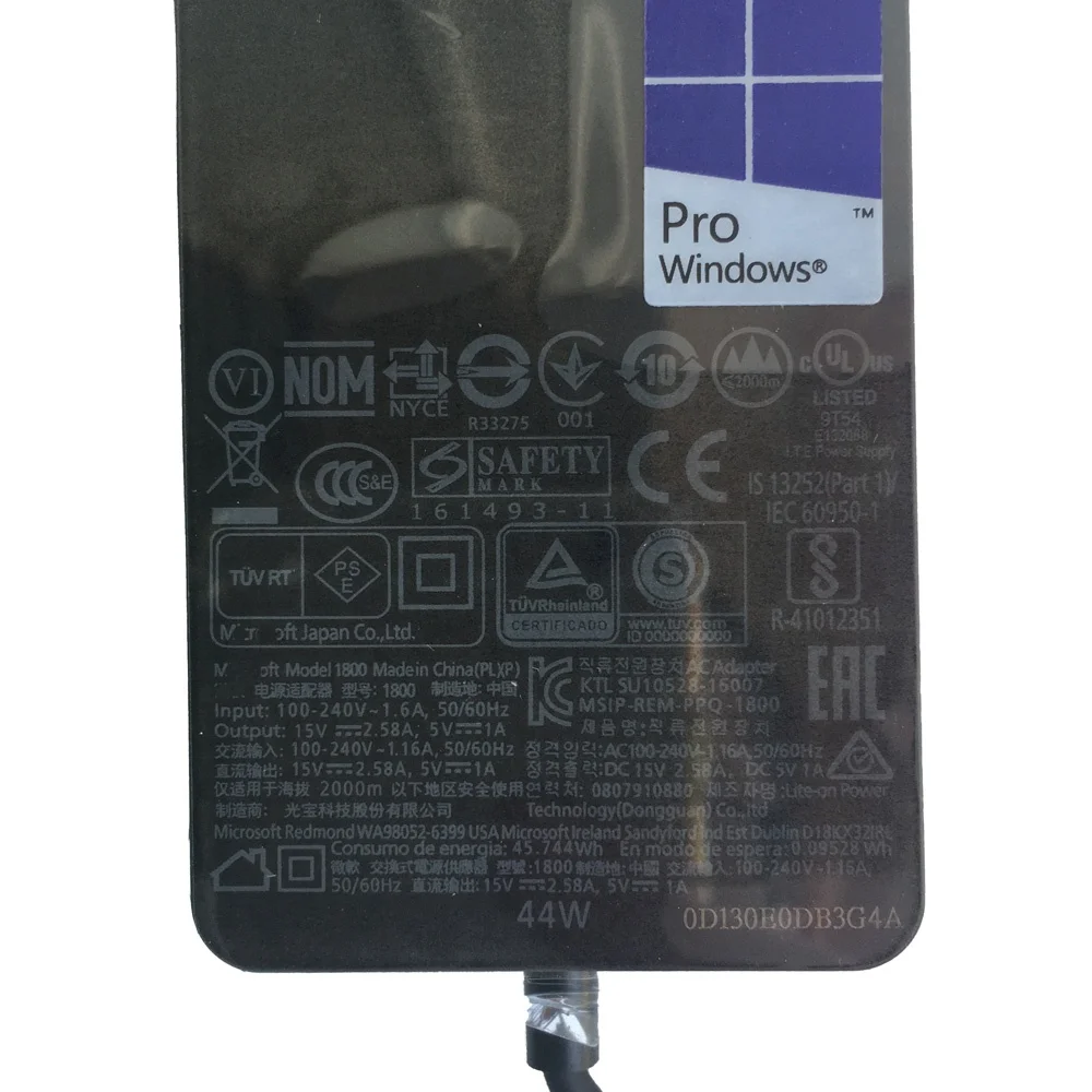 Surface Book зарядное устройство 44W 15V 2.58A Источник питания переменного тока для Microsoft Pro 3 4 2017 5 6