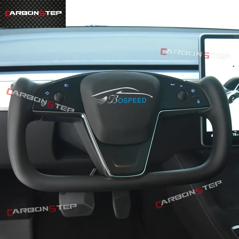 Yoke Steering Wheel Carbon Fiber Leather Wheels Upgrade New For Tesla