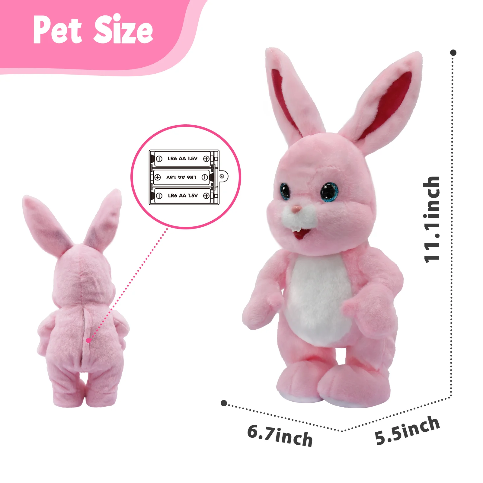 Pink Rabbit Bunny Stuffed Animal Music Band Toy Plushies Bulk Children Baby Doll Electronic Jumping Sound Toy