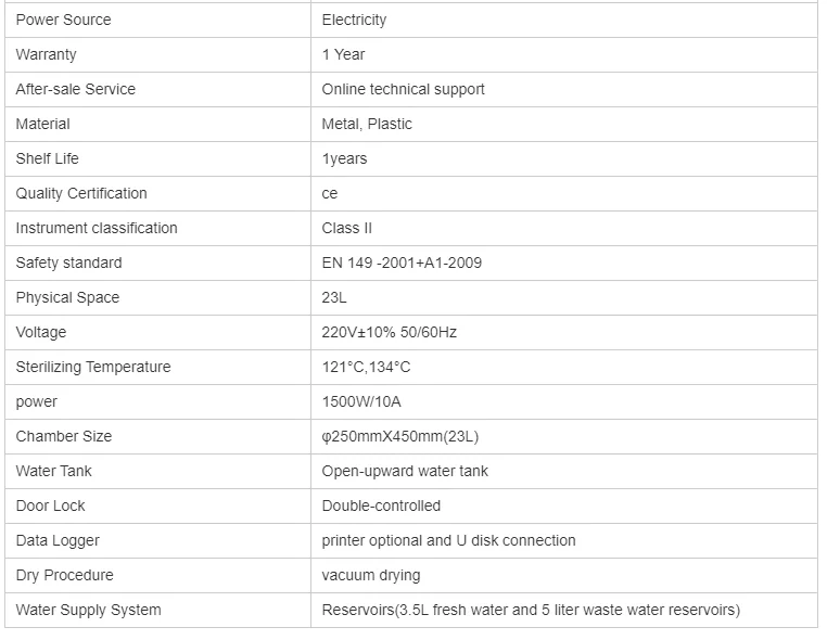 23l Dental Autoclave Machine Sterilizer Disinfection With Print