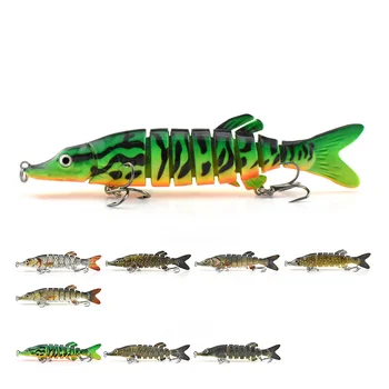 CHEERY Eight Section Pike Barracuda 130mm Long-Cast Sinking Bait Lure ABS Bass Fishing Gear Hard Printed with Hooks Freshwater – Hard Lure – view 5