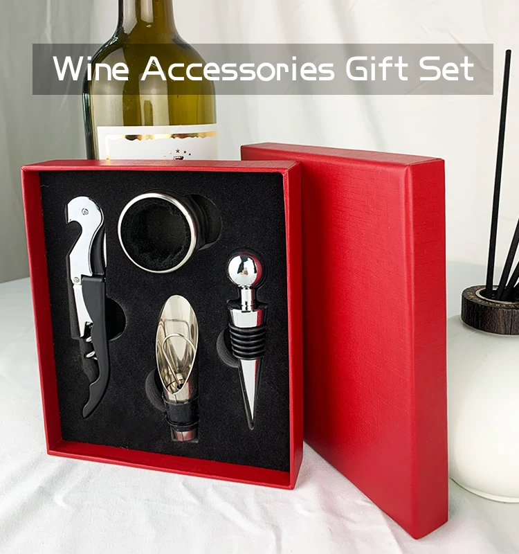 Wine Bottle Accessory Kit Wine Bottle Shape Barware 3 Pcs Bottle Opening Kit YERZ Wine Opener Gift Set Bar Tool Corkscrew 