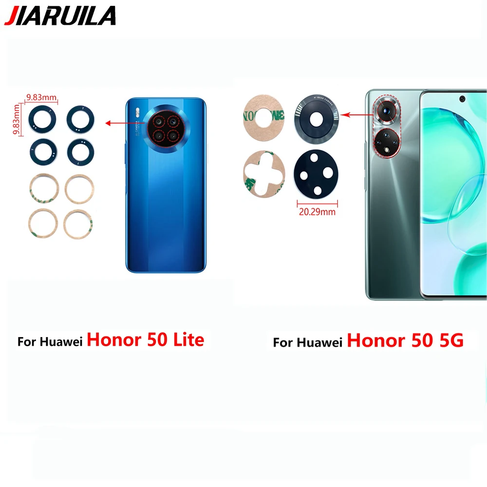 Kit Sostituzione Vetro Fotocamera Per Honor 50 - 2 Pezzi Lente Posteriore Originale HD Con Strumenti Di Riparazione (Pinzetta, Lama, Panno)