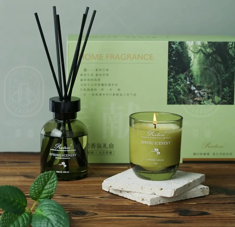 OEM Many Scents Home Decor Glass Scented Candle Glass Reed Diffuser Luxury Promotional Gift Set