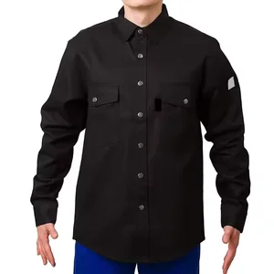 OEM&ODM Custom Black Shirts for Men Long Sleeve Work Uniform Sets Shirt Cotton Work Wear Uniform