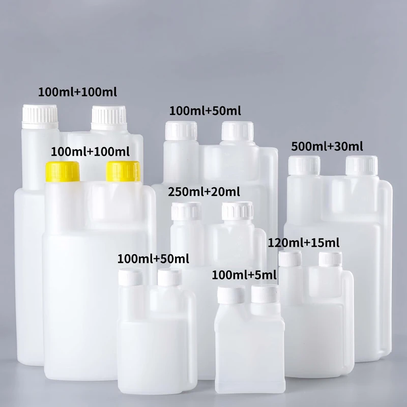 Natural 1000ml 1L Double Neck HDPE Dual Chamber Custom Color Screen Printed Dosing Bottle Pump Sprayer for Chemical Dose