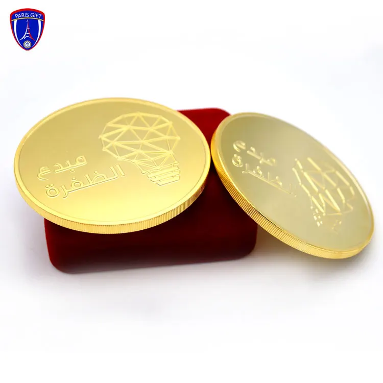 High Quality Dubai Coin Custom Gold Souvenir Metal Coin Making Coin Dies with Acrylic Box