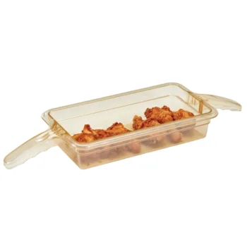 Cambro 32HP2H150 Amber High Heat Plastic Food Pan with Two Handle Gastronorm Container GN Pan 1/3