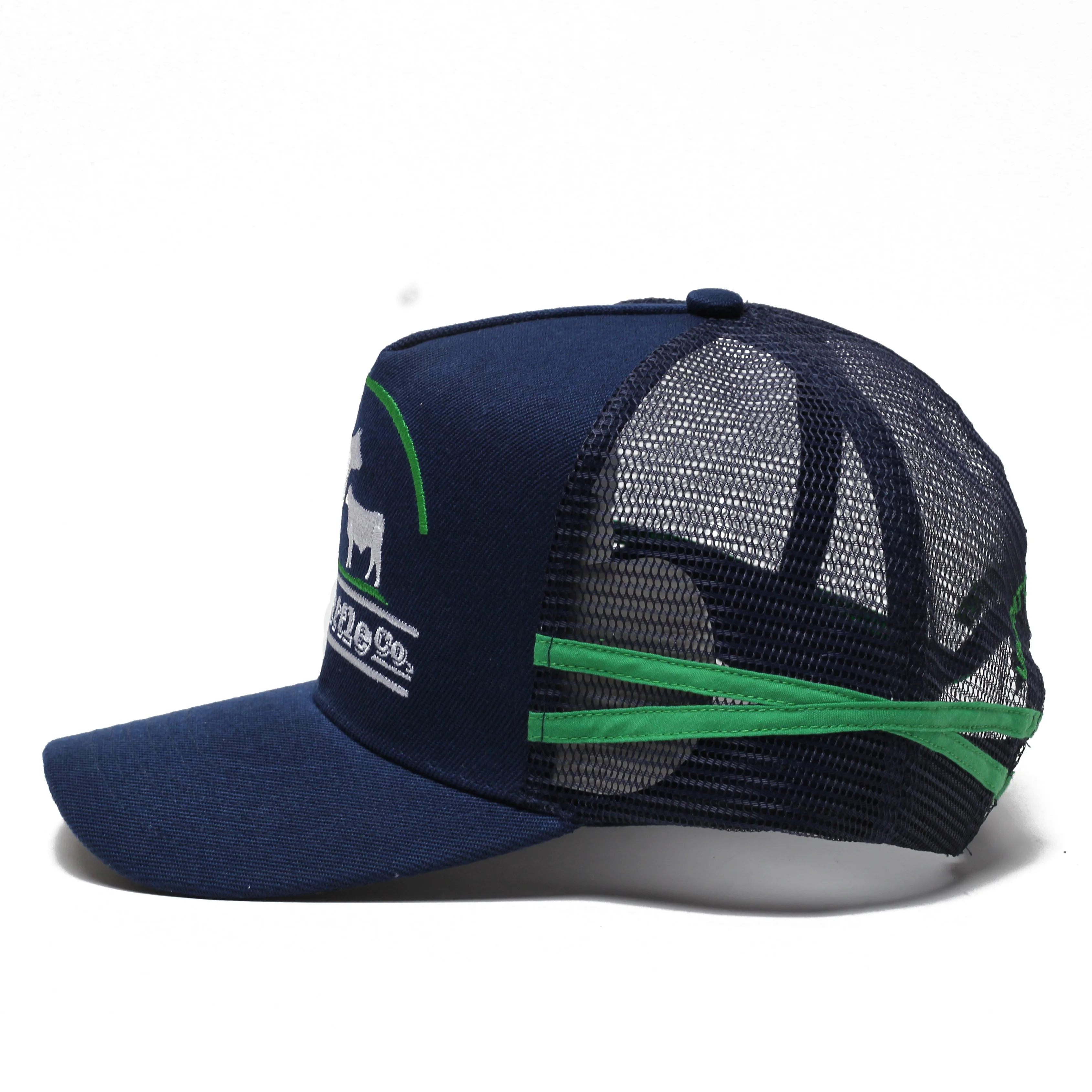 Factory Custom High Profile Trucker Caps,Australia Country Truckers Cap,2 Side Stripe Mesh Trucker Hats