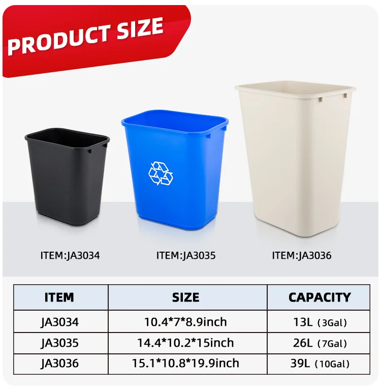 Customized Pp Plastic 26L Trash Can Dust Bin Garbage Waste Bin