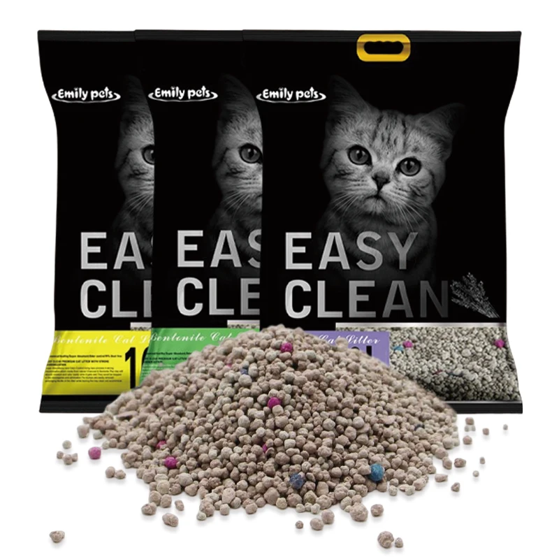 Emily Pets Premium Low Tracking Bentonite Cat Litter Hot Selling Ball Shape Strong Clumping
