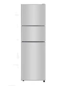 BCD-206S New 3-Door Stainless Steel Top Freezer Mini Fridge Low Noise Energy Efficient Portable Design for Hotel Use