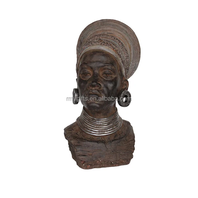 Factory Outlet Vintage Elegant Black Women African Sculpture Hand Carved MgO African Head Statue