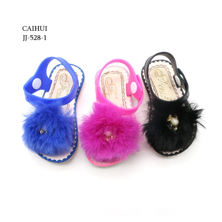 Детские летние милые меховые сандалии для девочек, красивые Самые продаваемые детские Тапочки